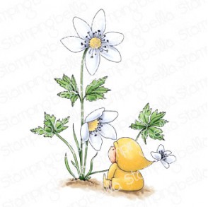 BUNDLE GIRL WITH A WOOD ANEMONE RUBBER STAMP